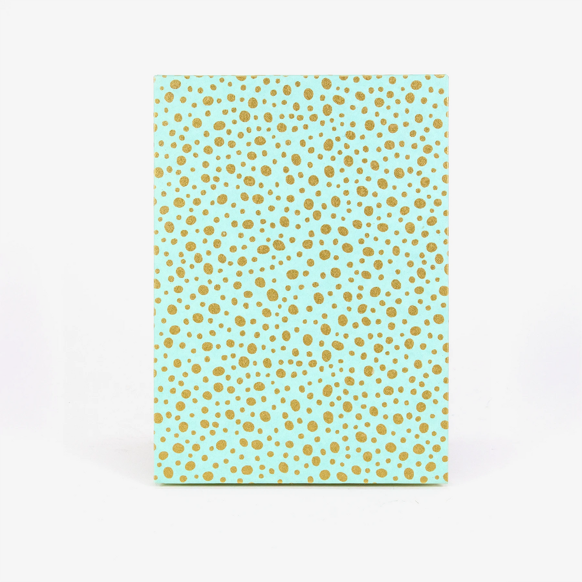 Aquarell-Leporello-Format-12x17cm-fuer-14Fotos-Chiyogami-Polkadots-gold-auf-tuerkis-Produktansicht-Cover-Vorn