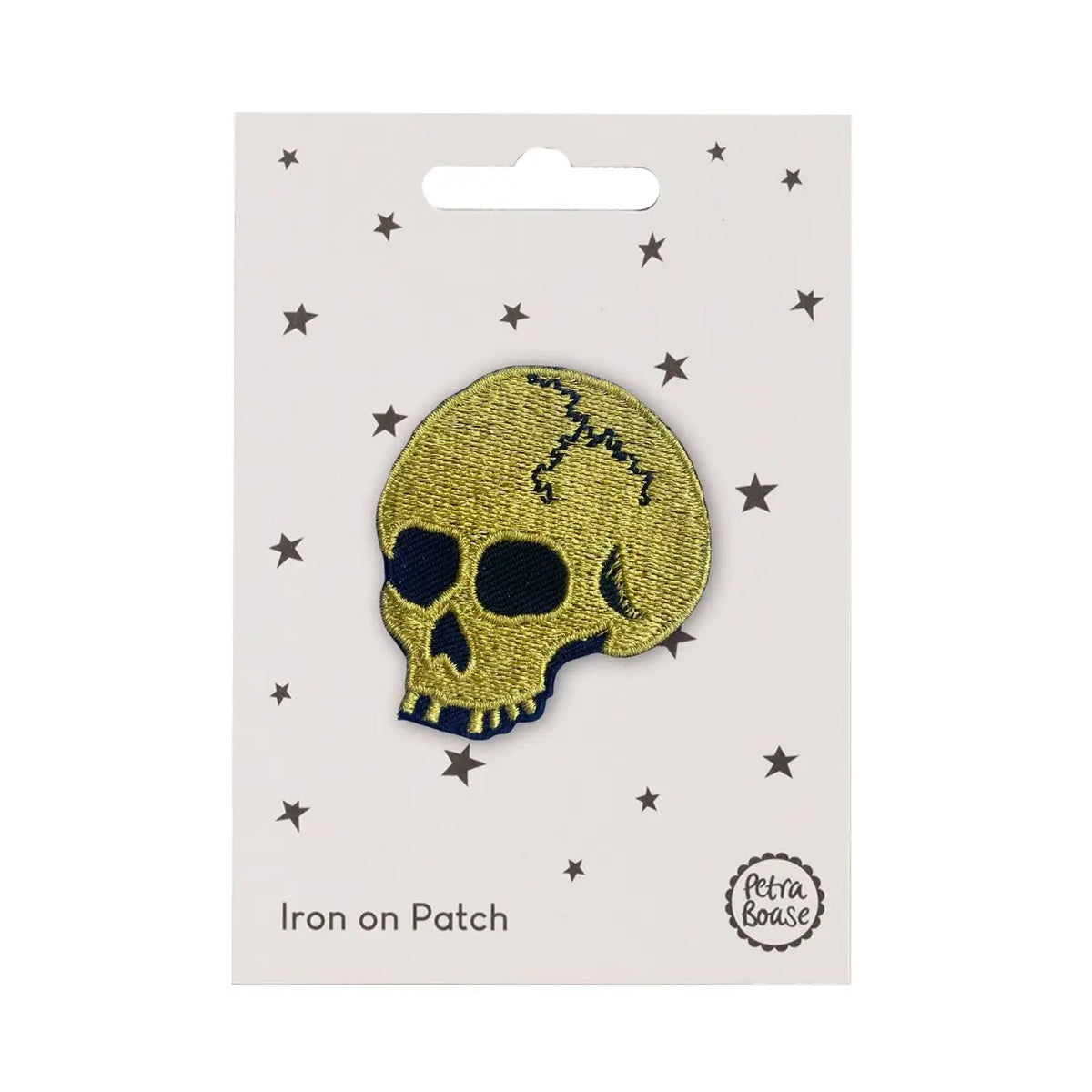 Aufbügel Patch / goldfarbener Totenkopf