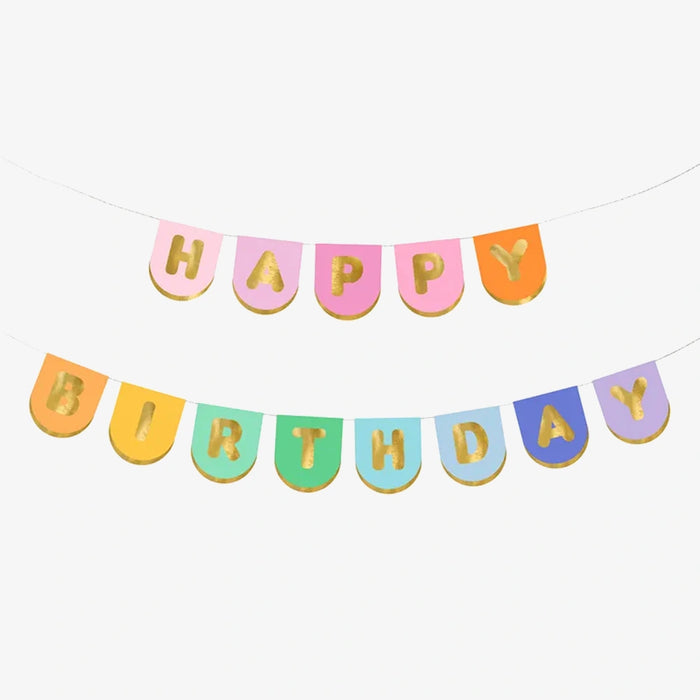 Girlande / Bannergirlande / Happy Birthday / Colourful / 163 x 12cm