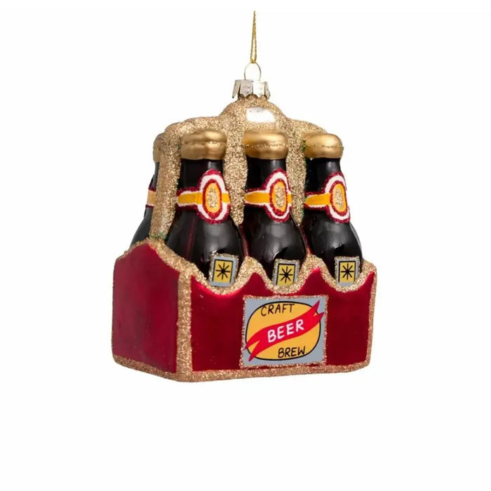 Weihnachtsbaumkugel/ Ornament Glas / Ornament Beer Pack Glass Red 10cm