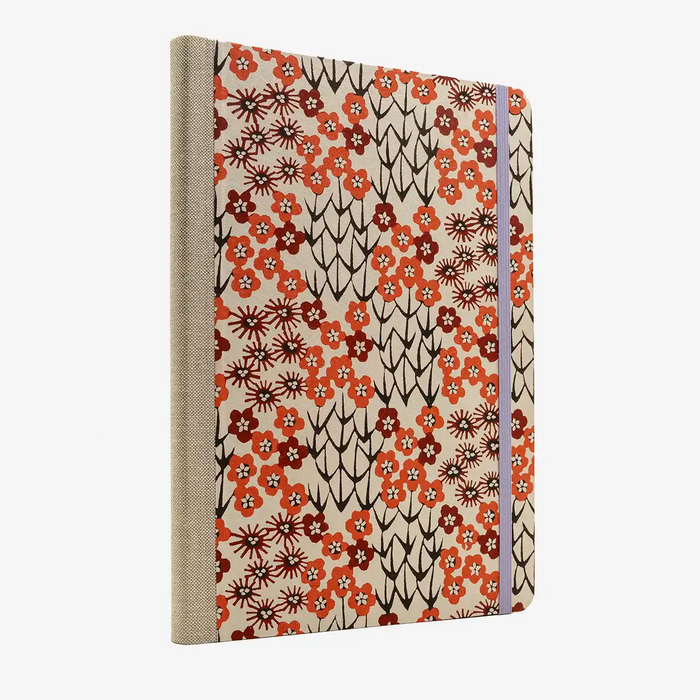 Blaupause-Blanko-Skizzenbuch-Format-17x24cm-192Seiten-Ivory-Papier-Cover-Motiv-Katazome-Shi-Kornblume-ROT-Cover-SEITLICH-von-HINTEN