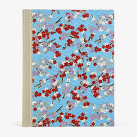 Fotoalbum / H30xB23cm / 60 Seiten / Chiyogami, Floral-bunte Blüten-auf blauer Haifischhaut