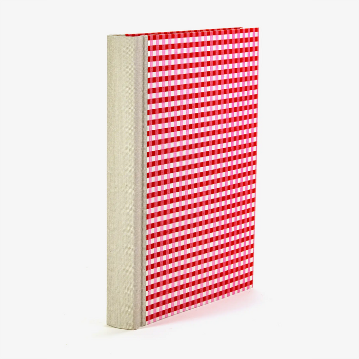 Fotoalbum / H30xB23cm / 60 Seiten / Chiyogami, graphisch-Karos-rot-rosa-weiß