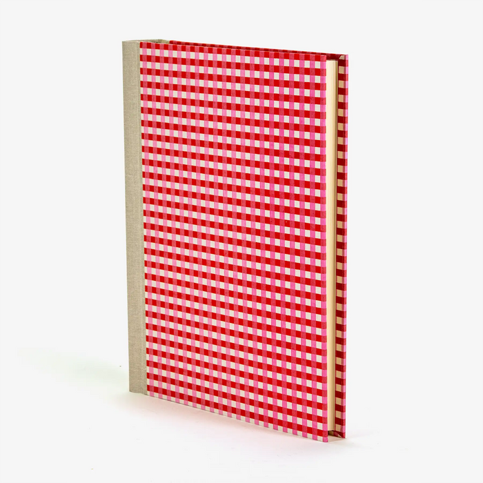 Fotoalbum / H30xB23cm / 60 Seiten / Chiyogami, graphisch-Karos-rot-rosa-weiß