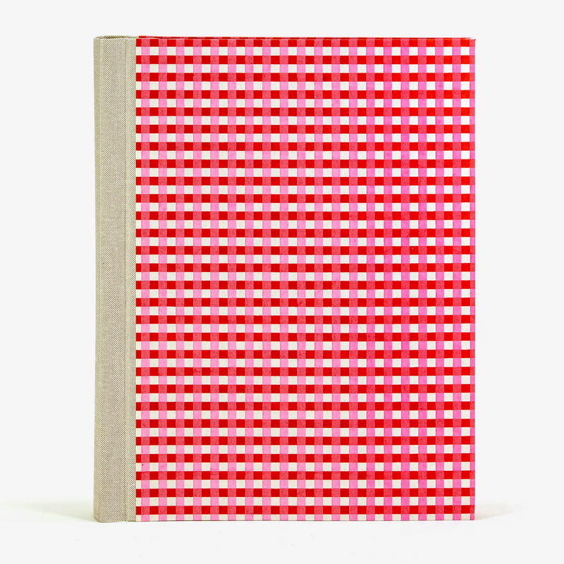 Fotoalbum / H30xB23cm / 60 Seiten / Chiyogami, graphisch-Karos-rot-rosa-weiß