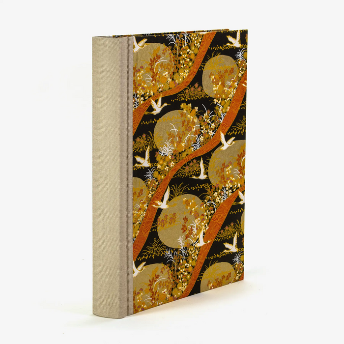 Fotoalbum / H30xB23cm / 60 Seiten / Chiyogami, animals-Kraniche-gold-schwarz-orange