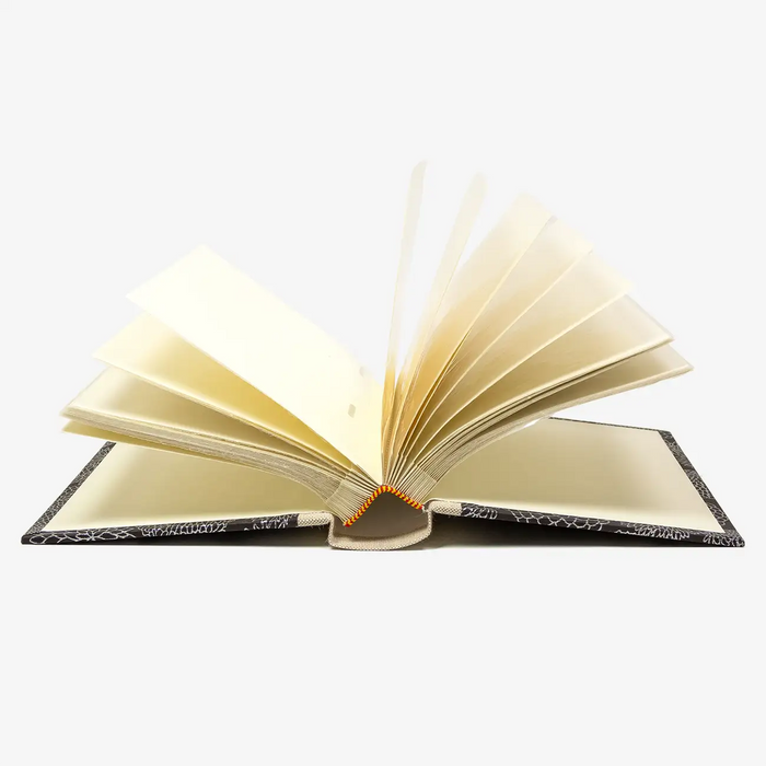 Blaupause-Fotoalbum-Format-15x10cm-30-Folien-bezogen-mit-Chiyogami-PApier-Motiv-Chrysantheme-silber-auf-schwarz-Innenansicht