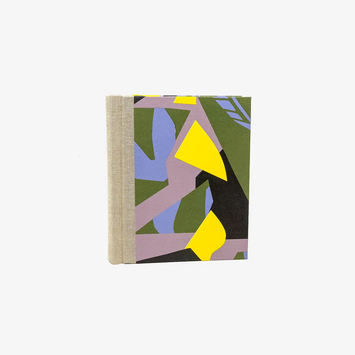 Blaupause-Fotoalbum-Format-15x10cm-30-Folien-bezogen-mit-Offset-PApier-Motiv-Farbmuster-Gelb-flieder-gruen-von-vorn