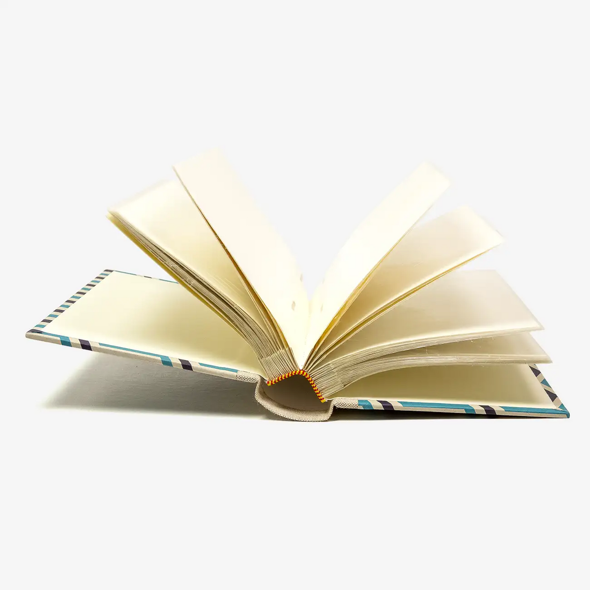 Blaupause-Fotoalbum-Format-15x10cm-30-Folien-bezogen-mit-Offset-PApier-Motiv-Graphicpattern-auf-grau-Innenansicht