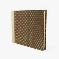 Blaupause-Fotoalbum-Format-20x23cm-60Seiten-cremefarbenem-Fotokarton-bezogen-mit-chiyogami-PApier-Motiv-Ashanoa-Pattern-kupfer-seitlich-von-vorn