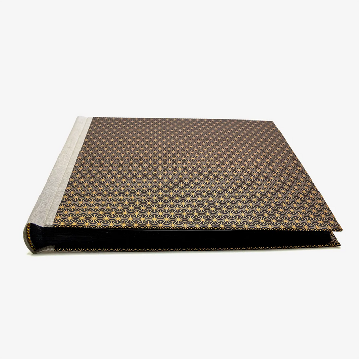 Blaupause-Fotoalbum-H30xB30cm-60-schwarze-seiten-Muster-Kupfer-liegend-von-vorn