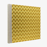 Blaupause-Fotoalbum-H30xB30cm-60-cremefarbene-Seiten-Motiv-Chiyogami-Waben-Gold-seitlich-von-hinten