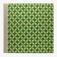 Blaupause-Fotoalbum-H30xB30cm-60-cremefarbene-Seiten-Motiv-Katazome-Shi-rautenmuster-Gruen-grau-von-vorn