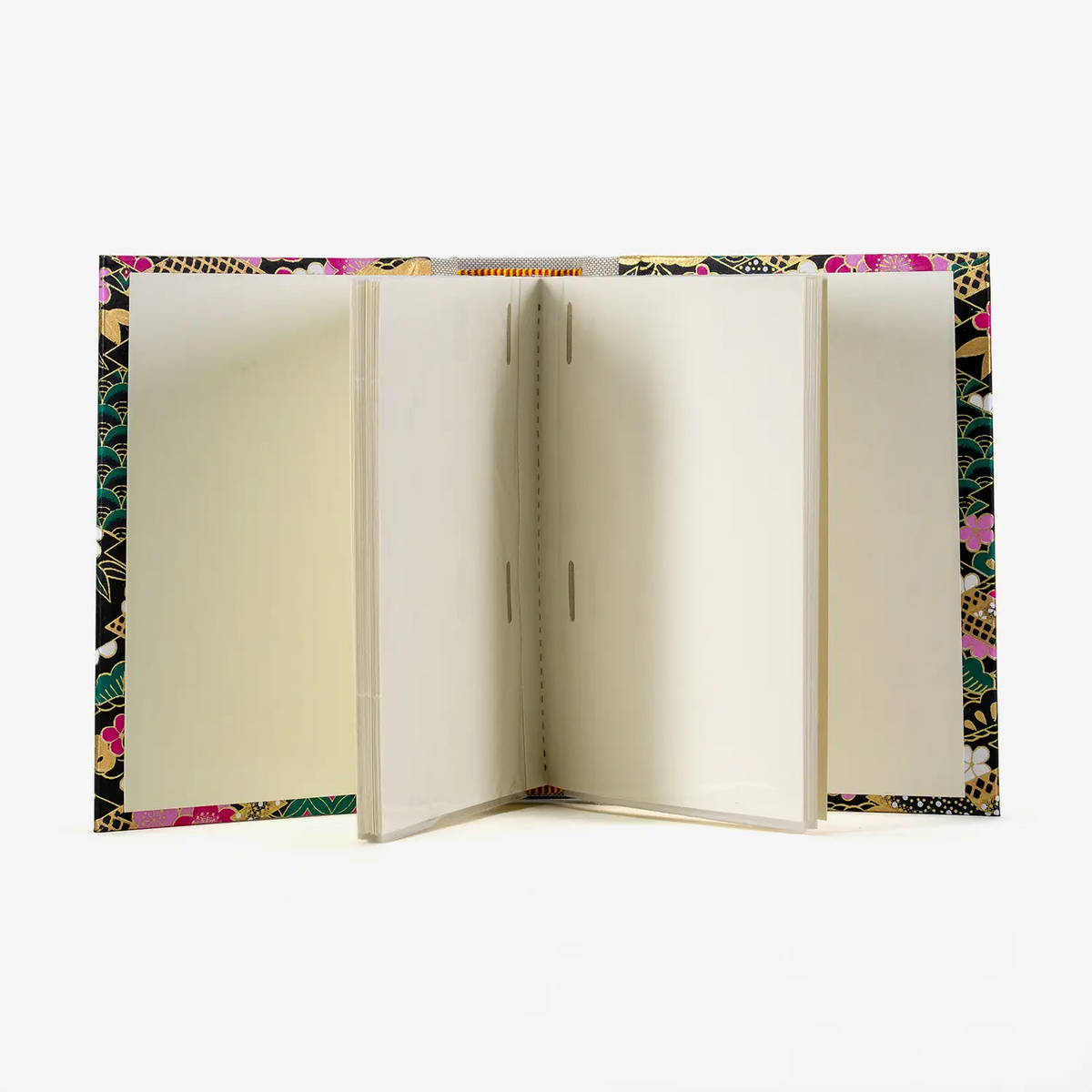 Blaupause-Fotoalbum-fuer13x15Fotos-30folien-fuer60Bilder-mit-Chiyogami_Floral-geometrisch-Rauten-gruen-innenansicht