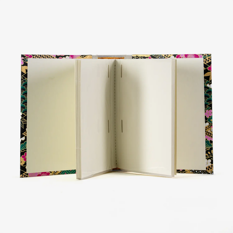 Blaupause-Fotoalbum-fuer13x15Fotos-30folien-fuer60Bilder-mit-Chiyogami_Floral-geometrisch-Rauten-gruen-innenansicht