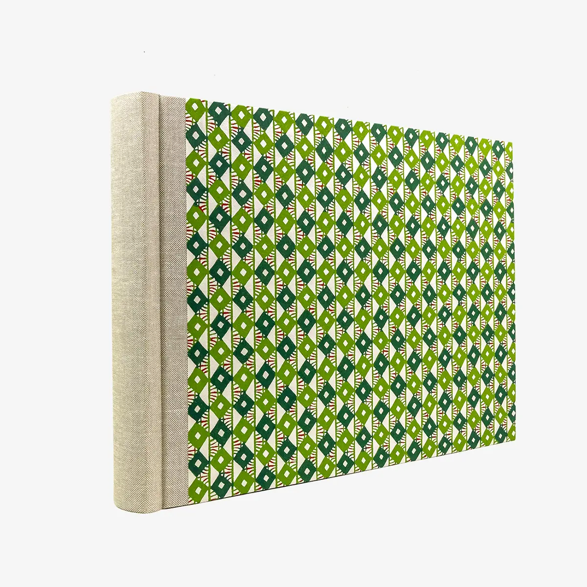 Blaupause-Fotolbum-24x35cm-Rauten-gruen-60-Seiten-cover-seitlich-von-hinten