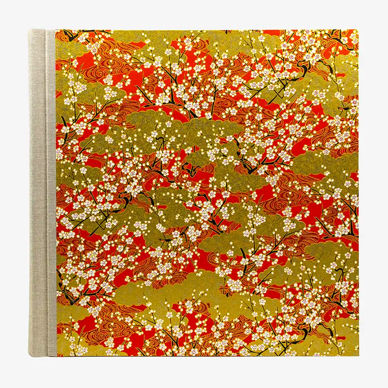 Blaupause-Fotolbum-30x30cm-Sakura-auf-goldenen-Wolken-und-rotem-Wasser-100-Seiten-cover-von-vorn