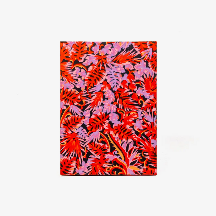 Blaupause-Leporello-17x12_3cm-mit-Chiyogami-bezogen-Motiv-Monstera-rose-Innen-Fotokarton-Schwarz-300grm-cover-von-vorn