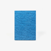 Blaupause-Leporello-17x12_3cm-mit-Chiyogami-bezogen-Motiv-Welle-blau-auf-blau-Innen-Fotokarton-creme-300grm-cover-von-vorn