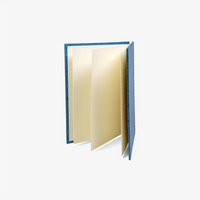 Blaupause-Leporello-17x12_3cm-mit-Chiyogami-bezogen-Motiv-Welle-blau-auf-blau-Innen-Fotokarton-creme-aufgefaechert-seitlich-von-vorn
