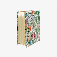 Blaupause-Leporello-17x12_3cm-mit-Katazome-Shi-bezogen-Motiv-Stadt-bunt-Innen-Fotokarton-creme-300grm-cover-aufgefaechert-seitlich-von-vorn