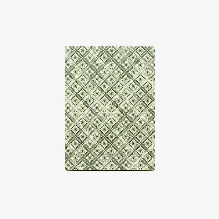 Blaupause-Leporello-mit-CArta-VArese-bezogen-Motiv-Rautenmotiv-gruen-cover-von-vorn