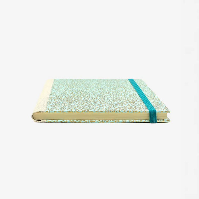 Blaupause-Notizbuch-A5-liniert-144-Seiten-cover-chiyogami-Motiv-Floralesornament-Gold-auf-Mint-liegend