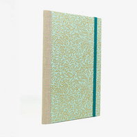 Blaupause-Notizbuch-A5-liniert-144-Seiten-cover-chiyogami-Motiv-Floralesornament-Gold-auf-Mint-seitlich-von-Hinten
