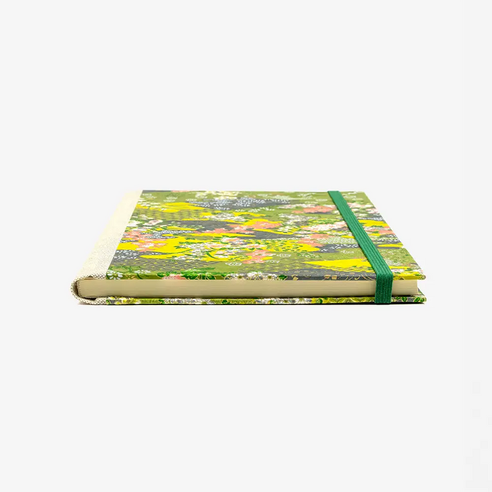 Blaupause-Notizbuch-A5-liniert-144-Seiten-cover-chiyogami-Motiv-Floral-Landschaft-gruen-liegend