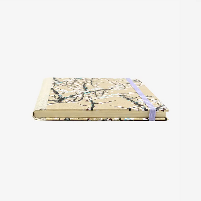 Blaupause-Notizbuch-A5-liniert-144-Seiten-cover-chiyogami-Motiv-Kirschzweige-auf-Gold-liegend