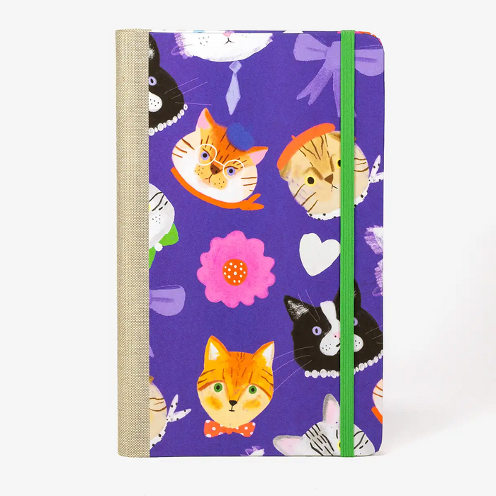 Blaupause-Notizbuch-A5small-13x21cm-Lineatur-Dotted-96-Blatt-bezogen-mit-Offsetpapier-Katze-Von-Vorn