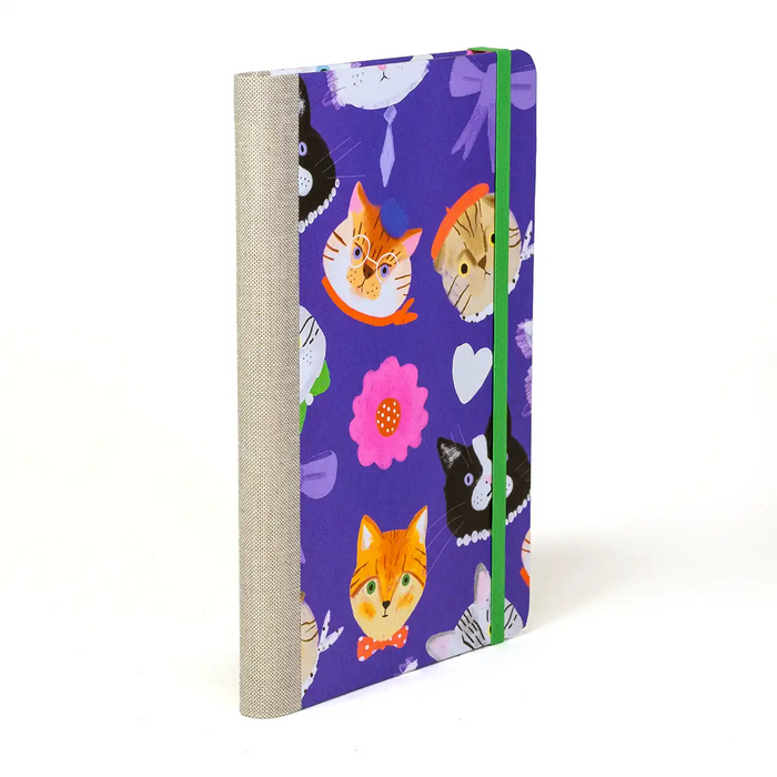 Blaupause-Notizbuch-A5small-13x21cm-Lineatur-Dotted-96-Blatt-bezogen-mit-Offsetpapier-Katze-seitlich-Von-hinten