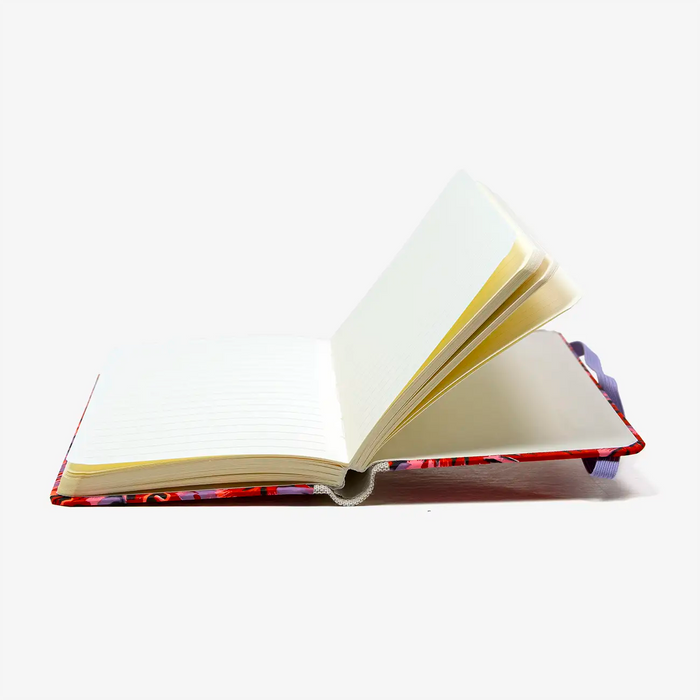 Blaupause-Notizbuch-Format-9x14cm-192Seiten-mit-Chiyogami-bezogen-Motiv-Cover-Monstera-rosa-Buch-aufgeschlagen