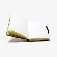 Notizbuch / 9x14cm / liniert / 192 Seiten / Chiyogami Papier / blau-gold-rot-gewellte-Streifen