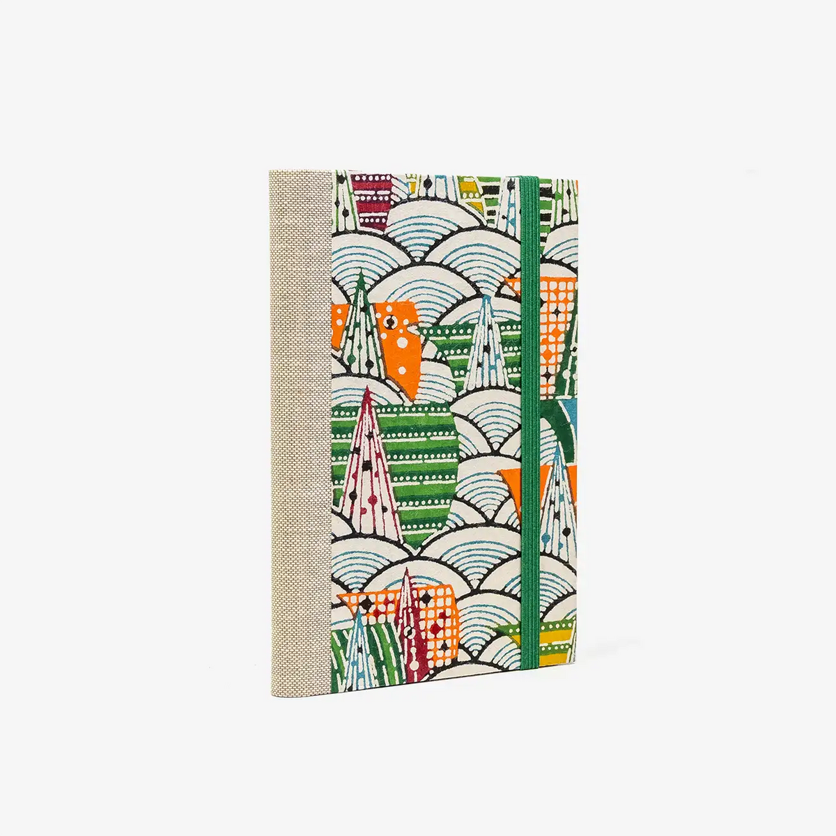 Blaupause-Notizbuch-liniert-A6-mit-Katazome-Shi-Papier-Einband-160Seiten-Motiv-Stadt-bunt--cover-seitlich-von-hinten