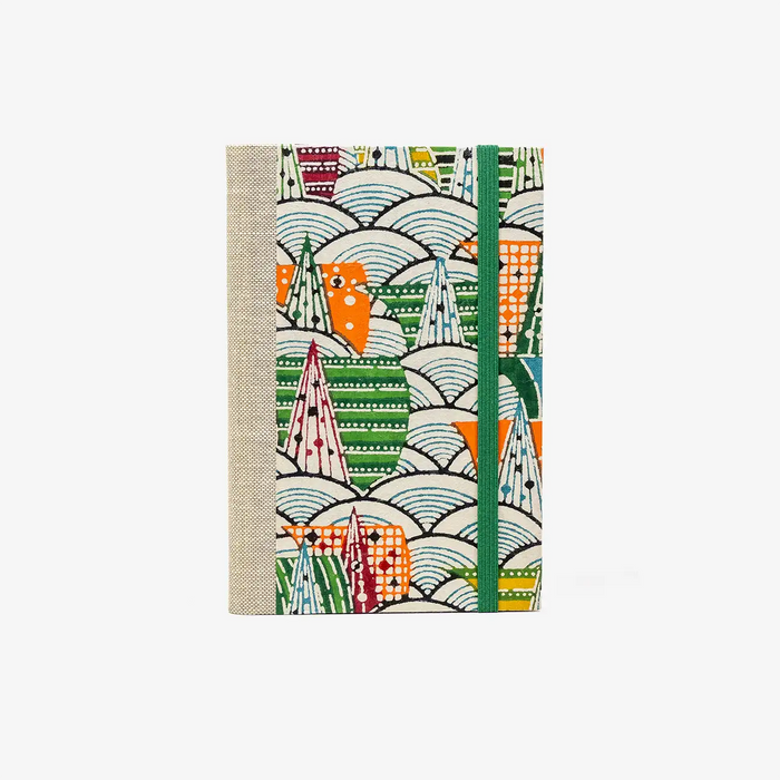 Blaupause-Notizbuch-liniert-A6-mit-Katazome-Shi-Papier-Einband-160Seiten-Motiv-Stadt-bunt--cover-von-vorn