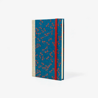 Blaupause-Notizbuch-liniert-A6-mit-lackpapier-Einband-160Seiten-Motiv-dragonfly-red-on-blue-cover-seitlich-von-vorn