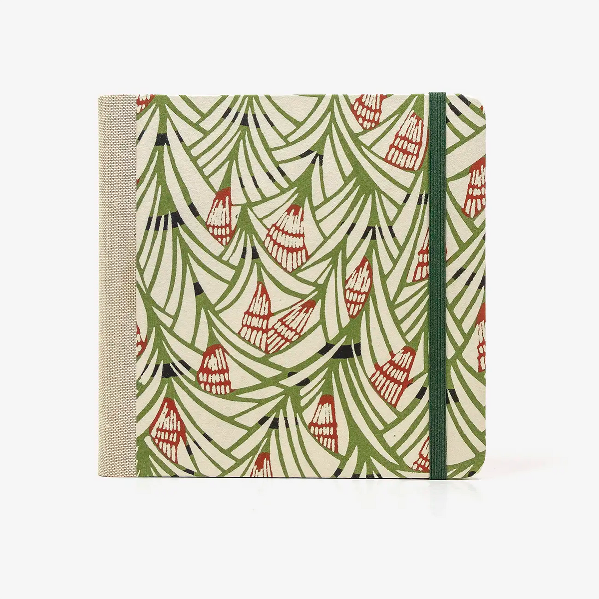 Skizzenbuch-15x15cm-244seiten-100grm-ivory-Skizzenpapier--mit-KatazoShi-Papier-bezogen-Motiv-Spitzen-gruen-von-vorn