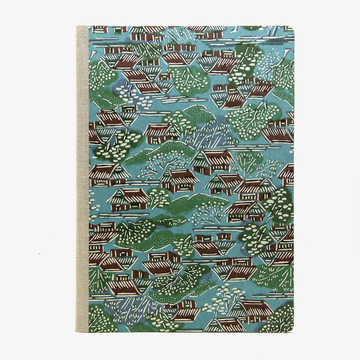 Blaupause-Skizzenbuch-A4-blanko-192-Seiten-bezogen-mit-KAtazome-Shi-Dorf-auf-blau-cover-von-vorn