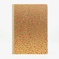 Blaupause-Skizzenbuch-A4-blanko-192-Seiten-bezogen-mitChiyogami-rote-kleine-Blumen-auf-gold-cover-von-vorn