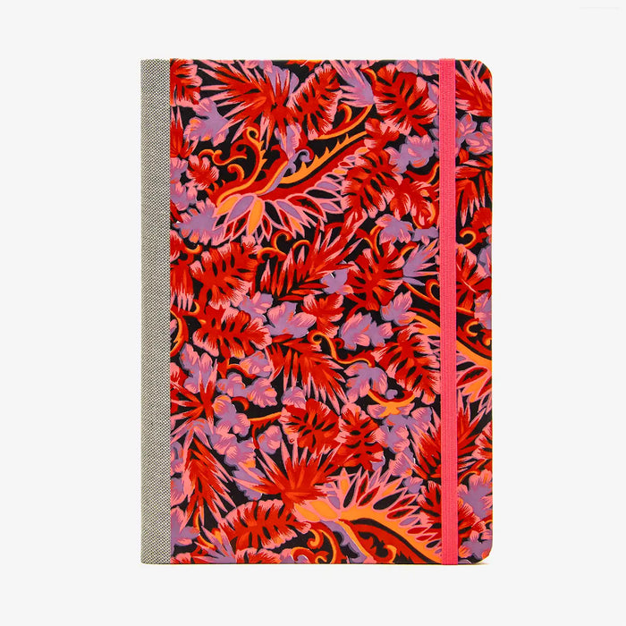 Blaupause-Skizzenbuch-A5-Blanko-192-leere-Seiten-bezogen-mit-Chiyogami-Motiv-Monstera-rose-Produktansicht-Cover-vorn