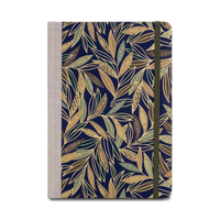 Skizzenbuch / A5 / blanko / Leaves on the branch with gold on dark blue
