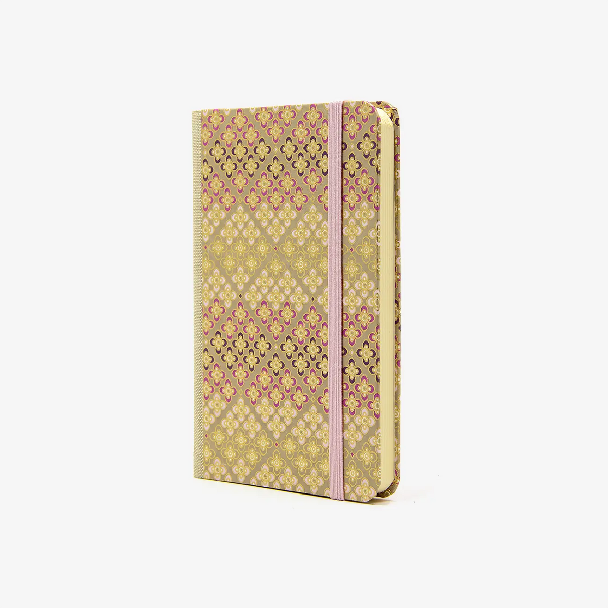 Blaupause-Skizzenbuch-A6-blanko-160-Seiten-bezogen-mit-Chiyogami-Blumenpattern-1-beige-cover-seitlich-von-vorn