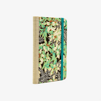 Blaupause-Skizzenbuch-A6-blanko-160-Seiten-bezogen-mit-Chiyogami-Motiv-Blaetter-gruen-silber-auf-schwarz-cover-seitlich-von-hinten