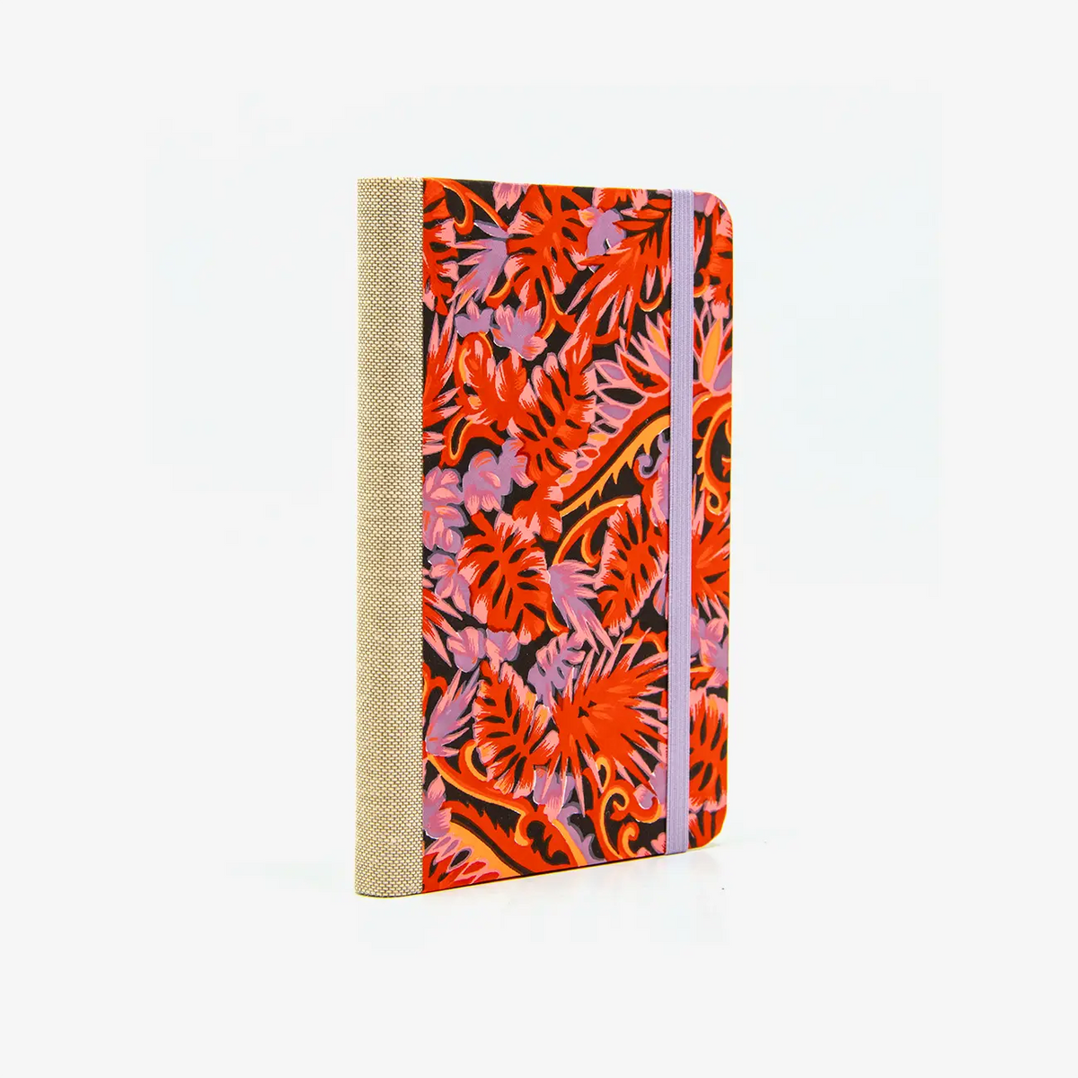 Blaupause-Skizzenbuch-A6-blanko-160-Seiten-bezogen-mit-Chiyogami-Motiv-Monstera-Rosa-cover-seitlich-von-hinten