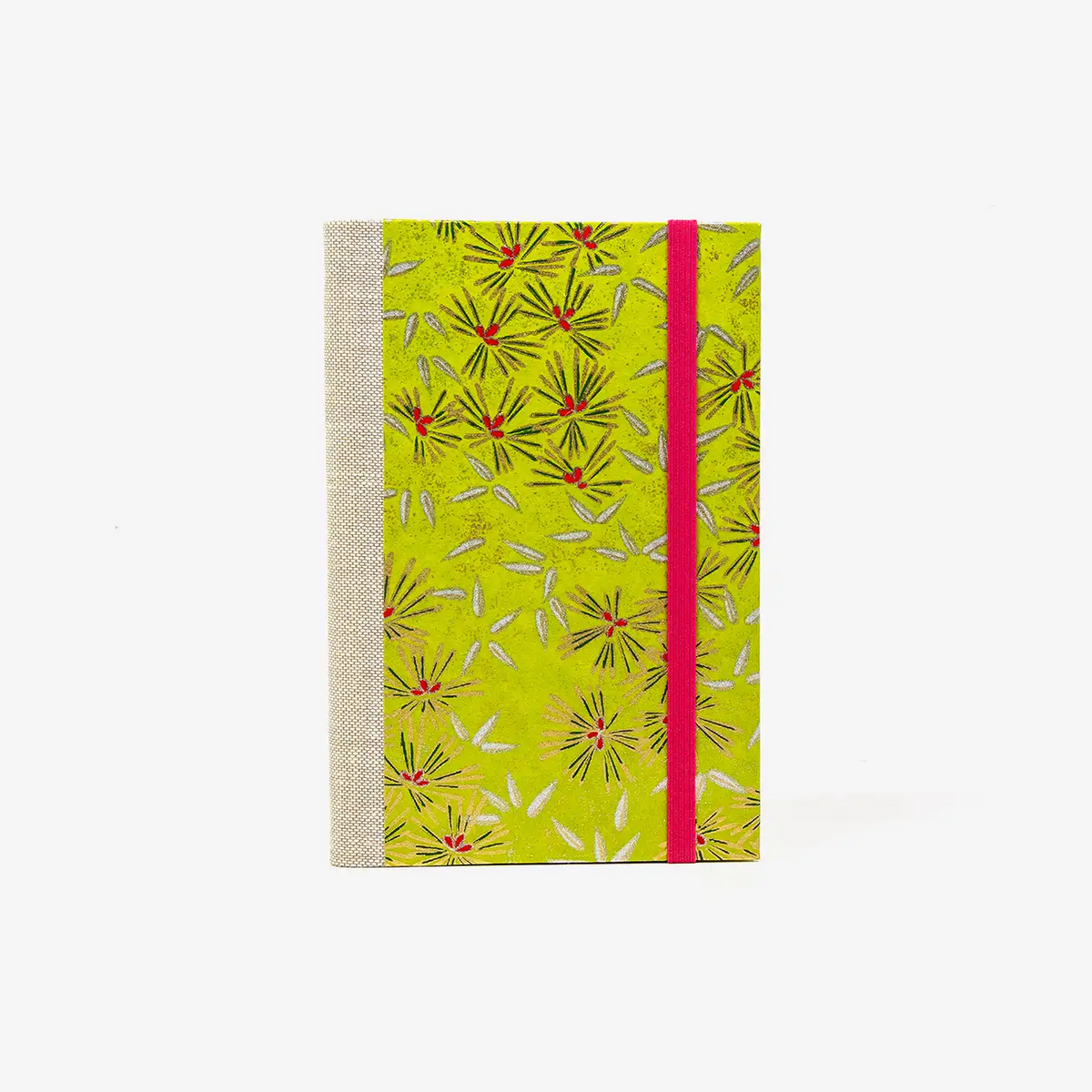 Blaupause-Skizzenbuch-A6-mit-chiyogamipapier-Einband-160Seiten-Motiv-Botanisch-gruen-silber-gold-Cover-von-vorn