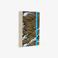 Blaupause-Skizzenbuch-A6-mit-chiyogamipapier-Einband-160Seiten-Motiv-goldene-Welle-auf-schwarz-Cover-seitlich-von-hinten