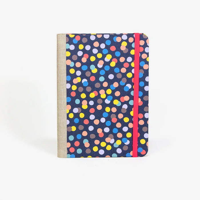 Blaupause-Wochenplaner-12x16_5cm-bezogen-mit-Offset-Polkadots-bunt-Produktansicht-von-vorn-1