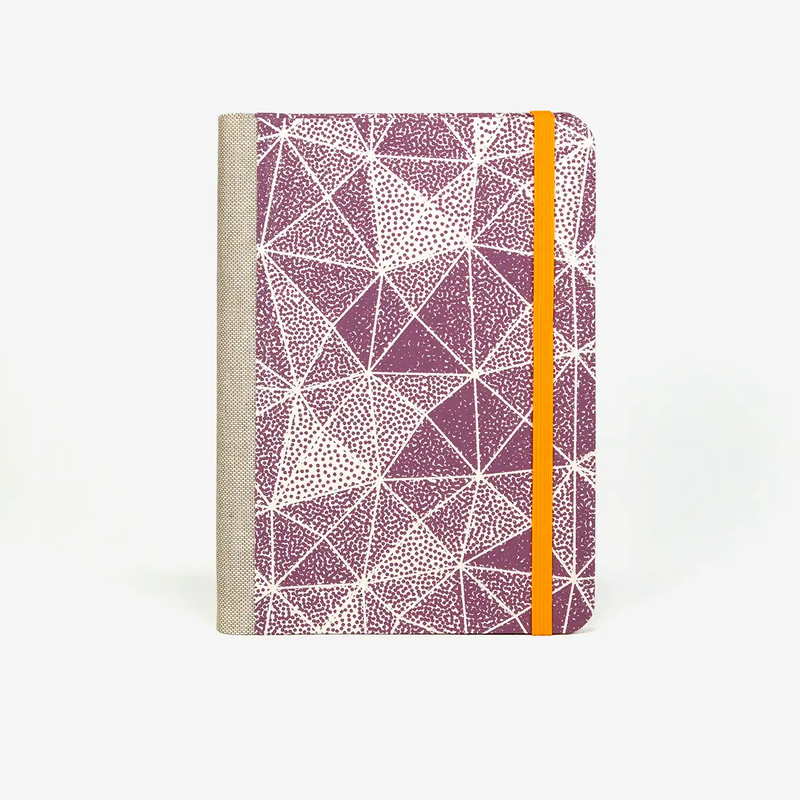 Blaupause-Wochenplaner-12x16_5cm-bezogen-mit-Siebdruckpapier-origami-dots-Produktansicht-von-vorn-1
