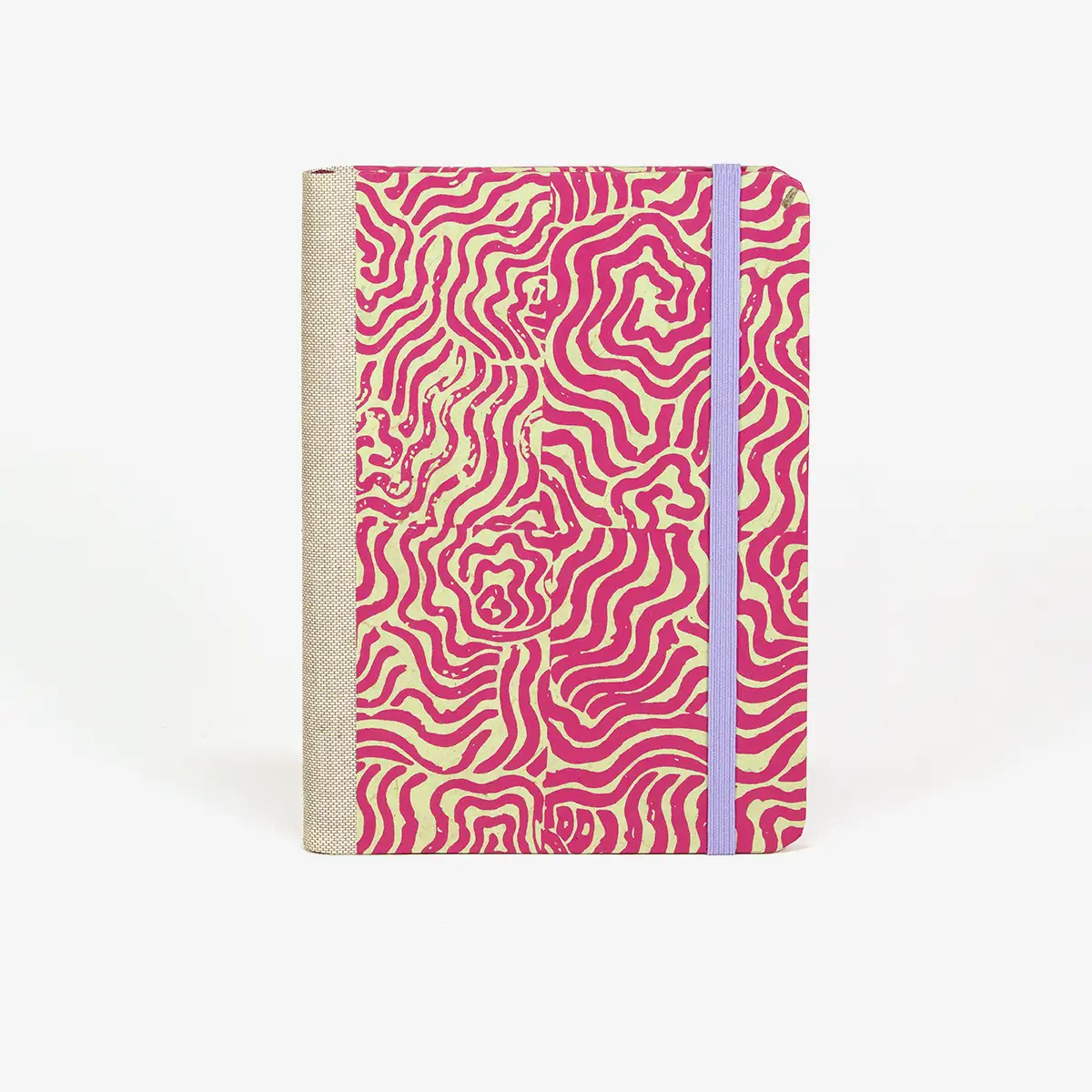 Blaupause-Wochenplaner-12x16_5cm-mit-Lokta-Labyrinth-50M-achenseegruen-auf-magenta-Produktansicht-von-Vorn-1